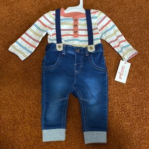 🆕Cat & Jack 3/6 Month Striped Shirt & Jeans Outfit 🆕